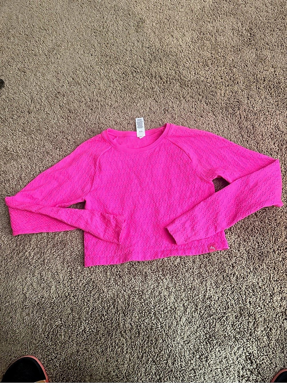 Women’s Textured Cropped Shirt Pink XL Like New